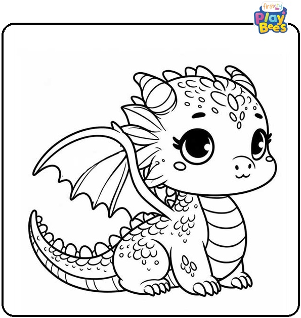 Cute Dragon Colouring Page