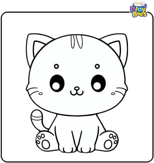 Cute Kitten Colouring Page