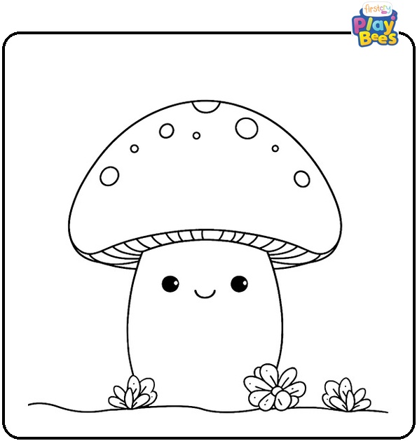 Cute Mushroom Coloring Page