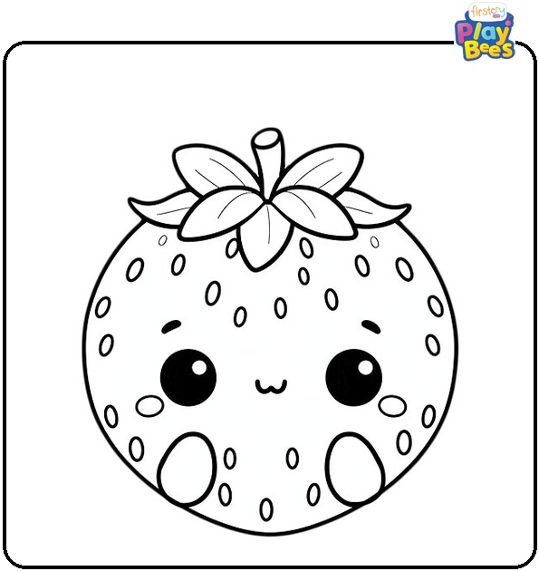 Cute Strawberry Coloring Page