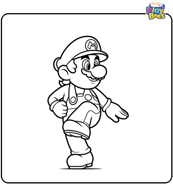 Dancing Super Mario Coloring Page