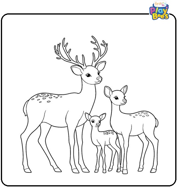 Deer Family Coloring Page