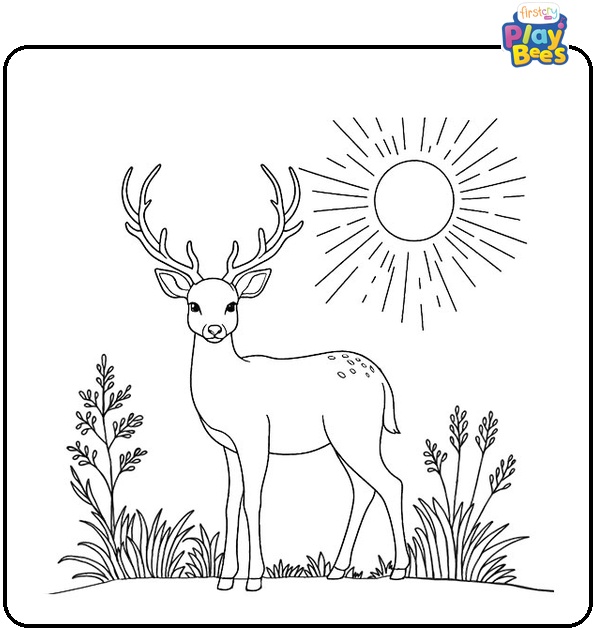 Deer in the Sun Coloring Page
