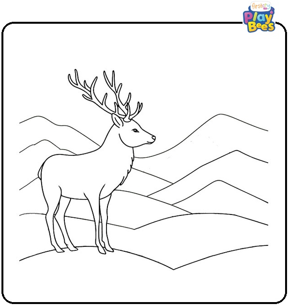 Deer on the Mountain Coloring Page