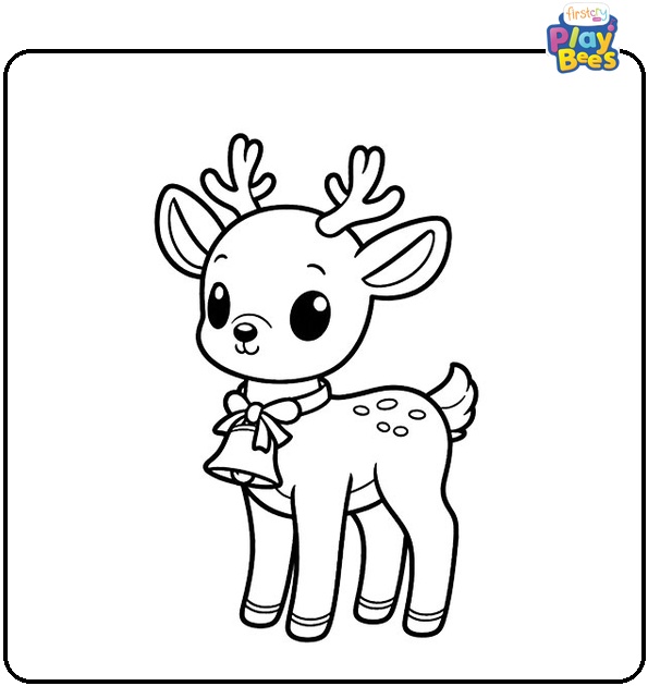 Deer with Bell Coloring Page