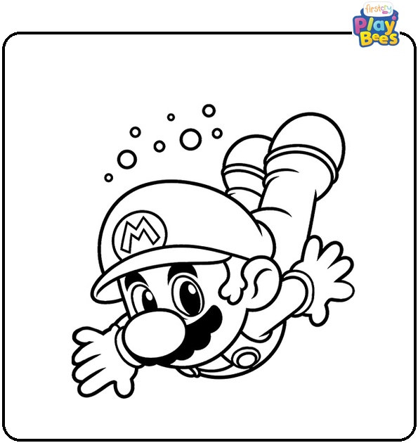 Diving Mario Coloring Page