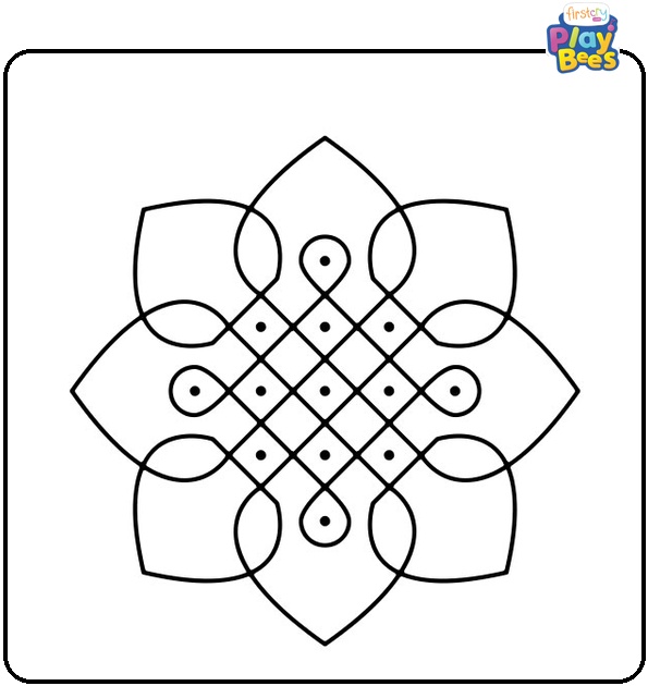 Dotted Rangoli Coloring Page