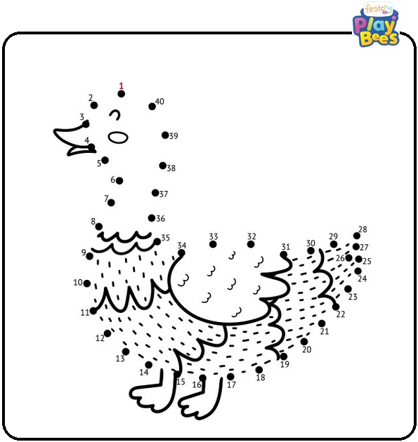 Duck Dot to Dot Coloring Page