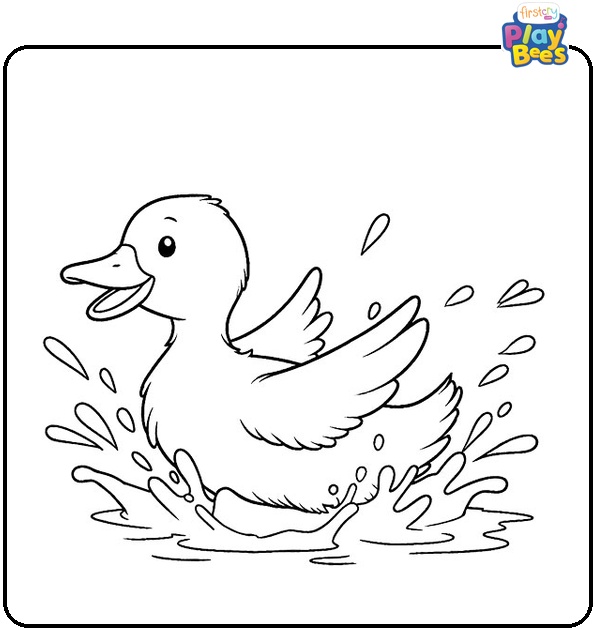 Duck Splashing Coloring Page