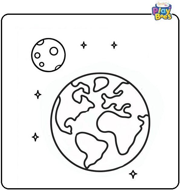 Earth and Moon Coloring Page
