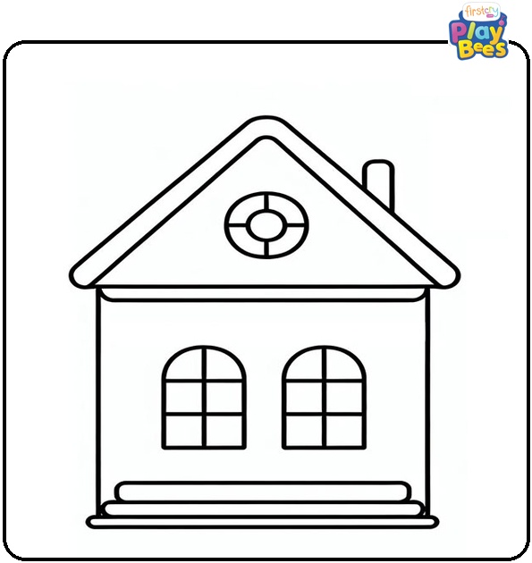 Easy House Coloring Page