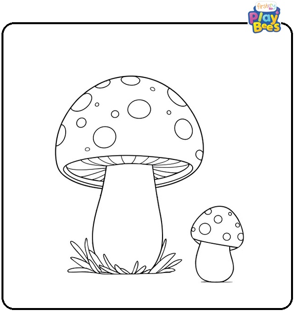 Easy Mushroom Coloring Page