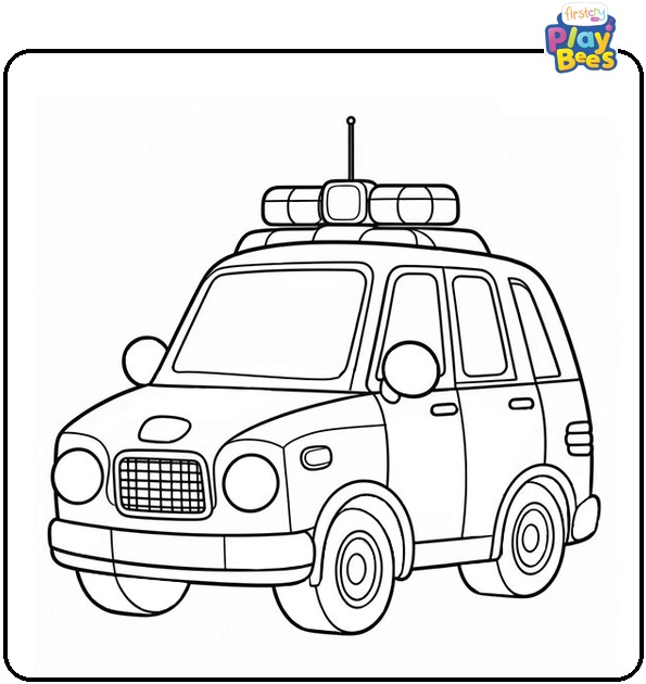 Easy Police Car Coloring Page