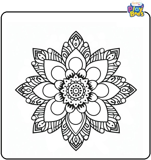 Easy Rangoli Coloring Page