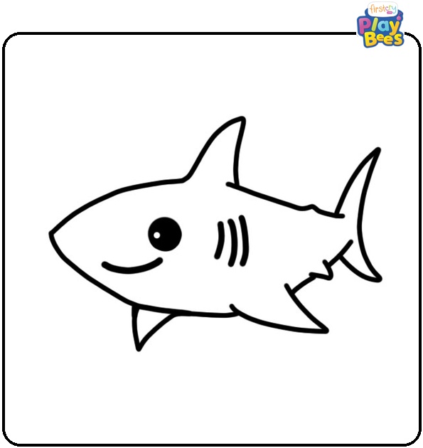 Easy Shark Colouring Page
