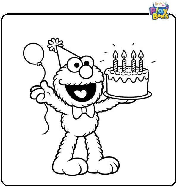 Elmo Birthday Coloring Page