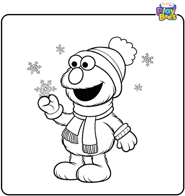 Elmo Enjoying Winter Coloring Page