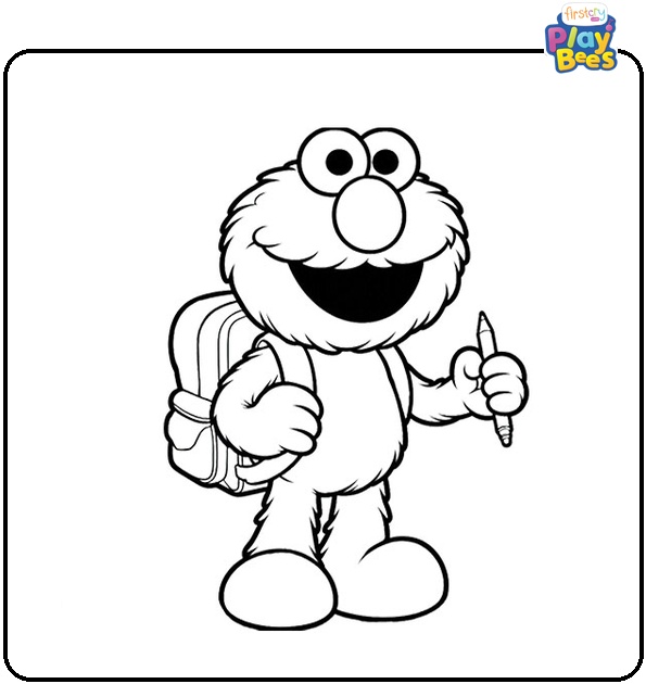 Elmo Going To School Coloring Page