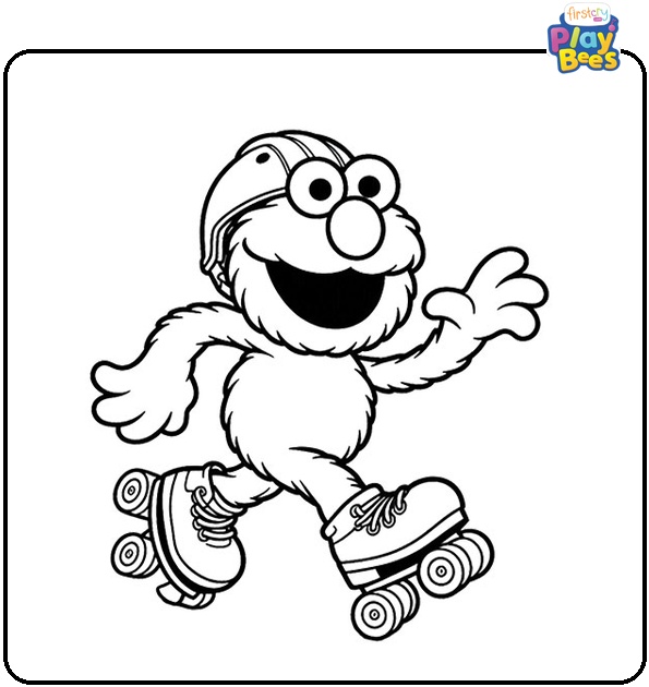 Elmo Playing Roller Skate Coloring Page