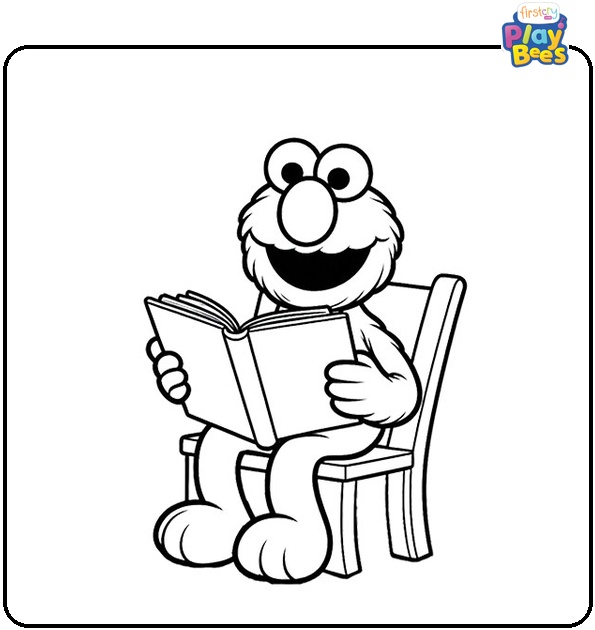 Elmo Reading Book Coloring Page
