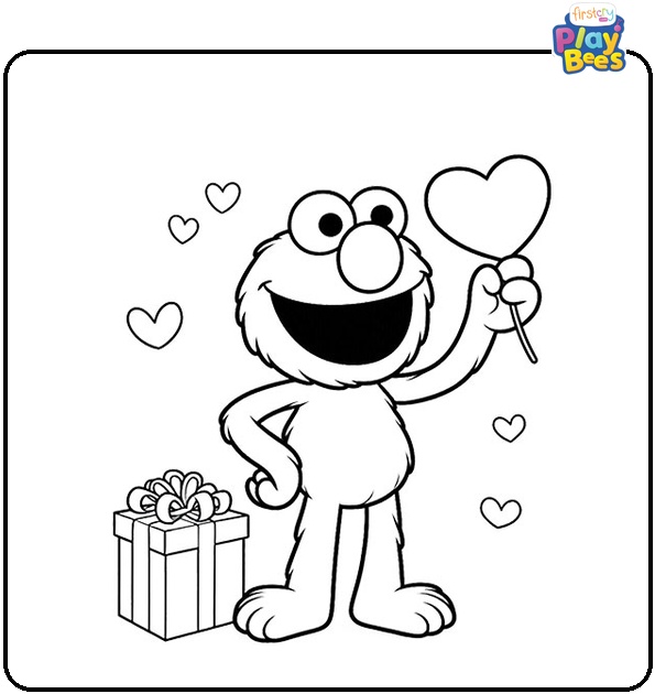 Elmo Valentine Coloring Page