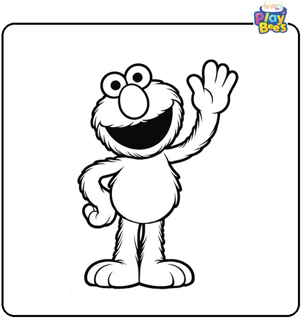Elmo Waving Hand Coloring Page