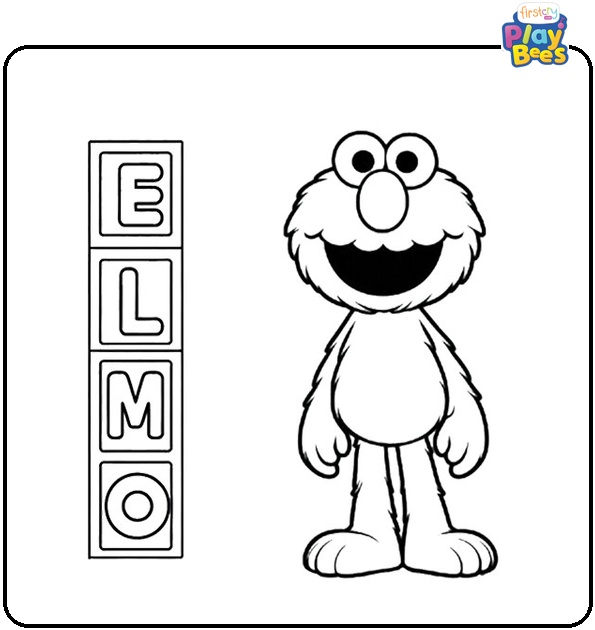 Elmo With Alphabet Blocks Coloring Page