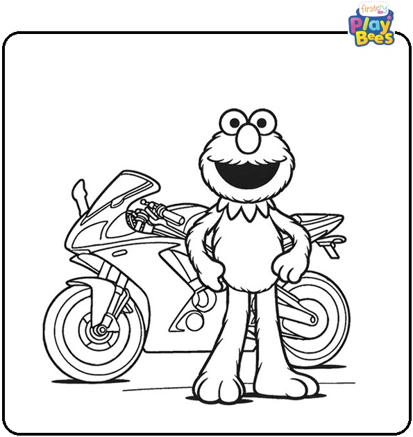 Elmo with The Bike Coloring Page