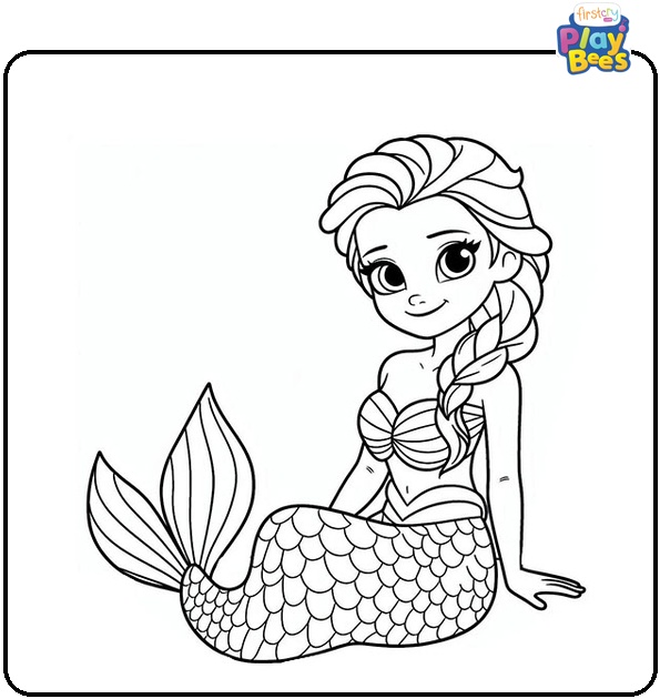 Elsa Mermaid Colouring Page