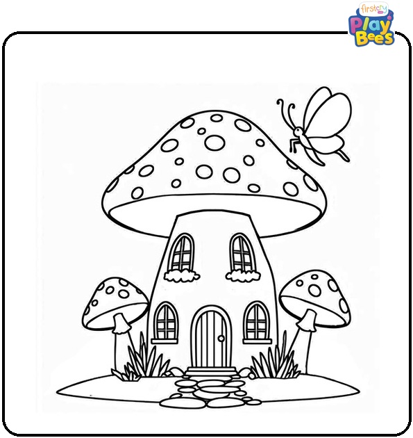 Fairy Mushroom House Coloring Page