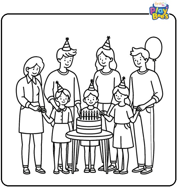 Family During a Birthday Coloring Page
