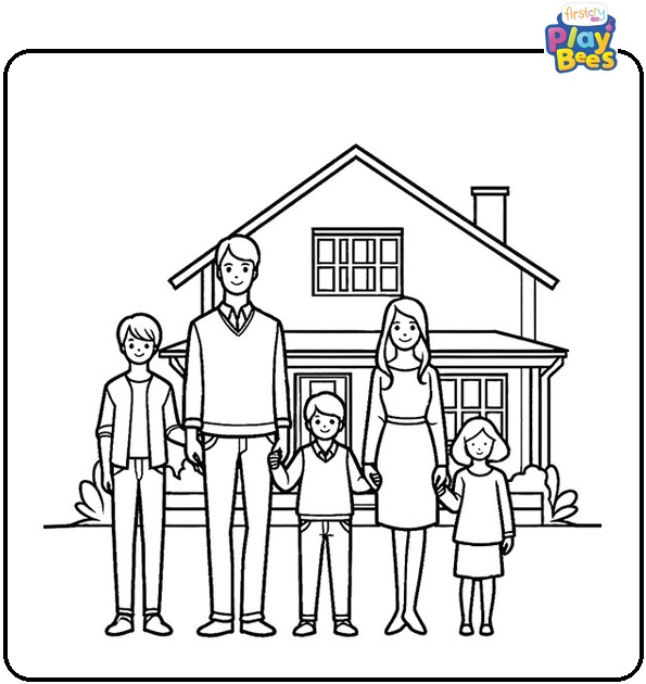 Family Home Coloring Page