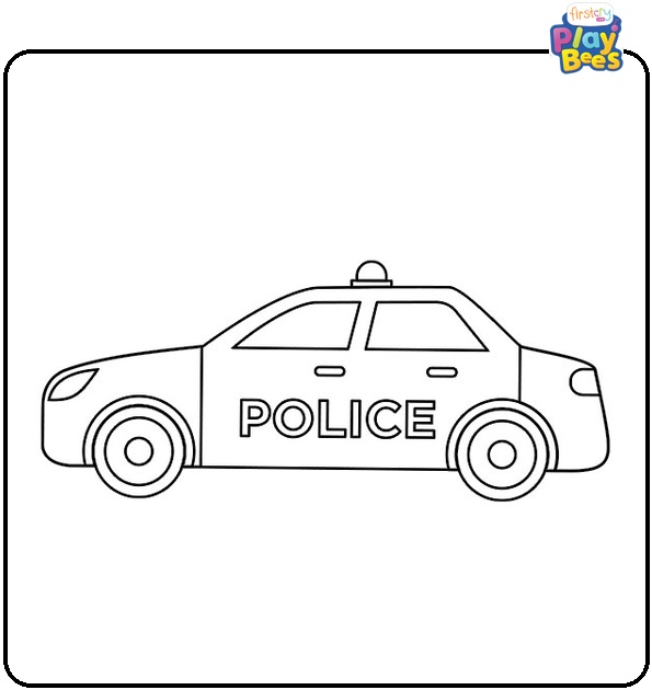 Fast Police Car On Highway Coloring Page