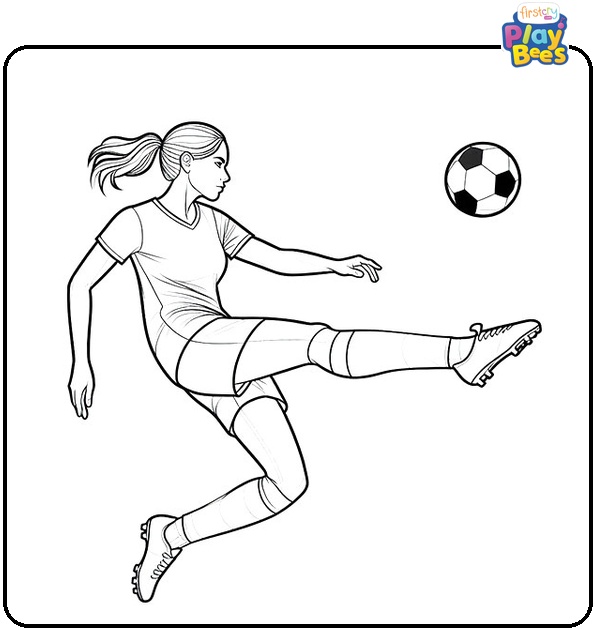 Female Soccer Player Coloring Page