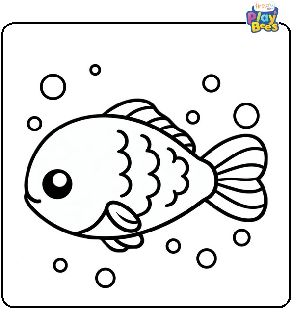 Fish With Small Bubbles Coloring Page Fish With Small Bubbles Coloring Page