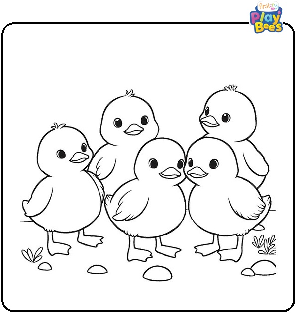 Five Little Ducks Coloring Page