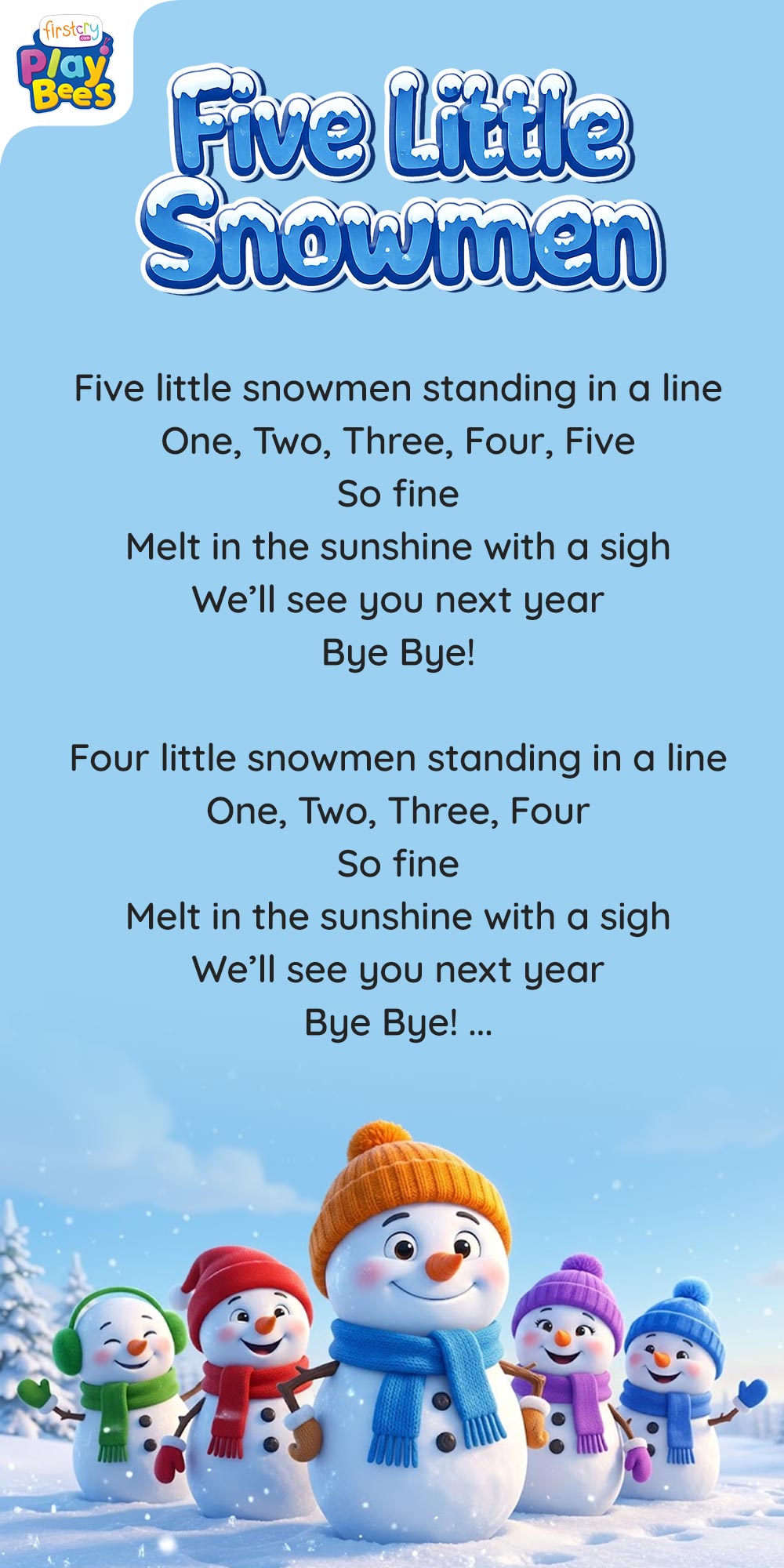Five Little Snowmen Song Lyrics