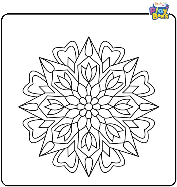 Floral Rangoli Coloring Page