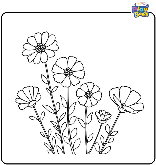 Flowers Blooming in Spring May Coloring Page