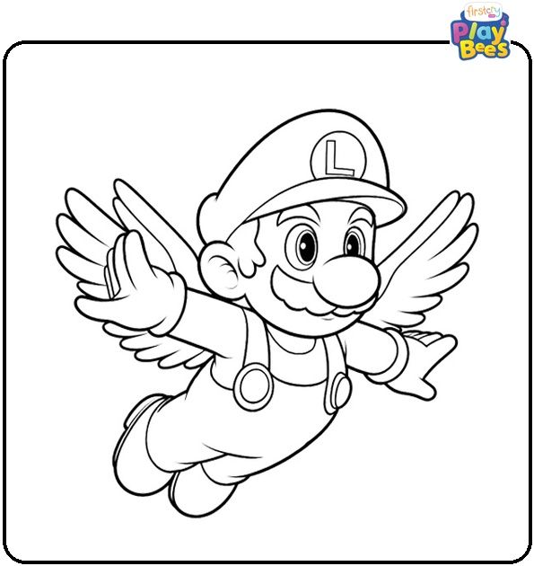 Flying Luigi Coloring Page