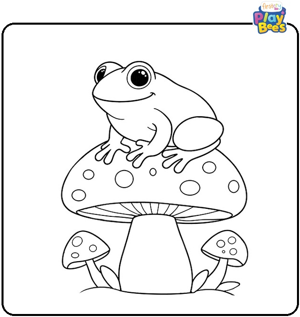 Frog on Mushroom Coloring Page