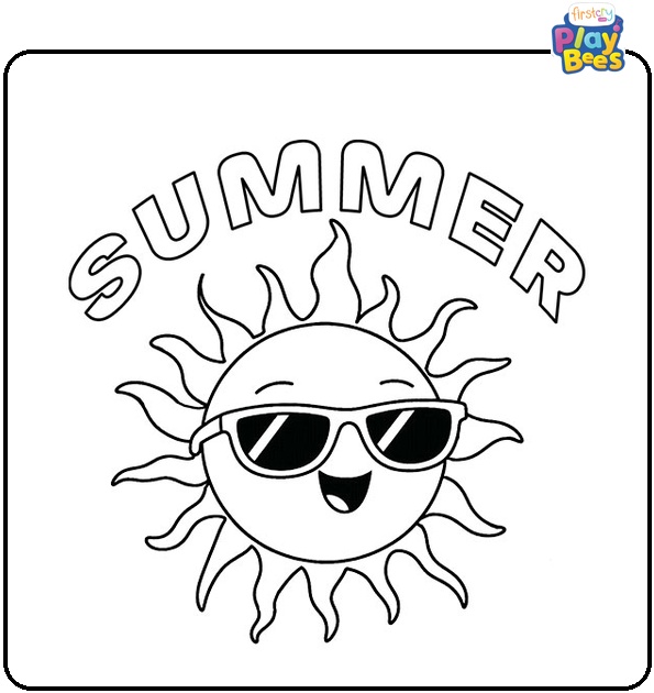 Funny Sun With Sunglasses Coloring Page