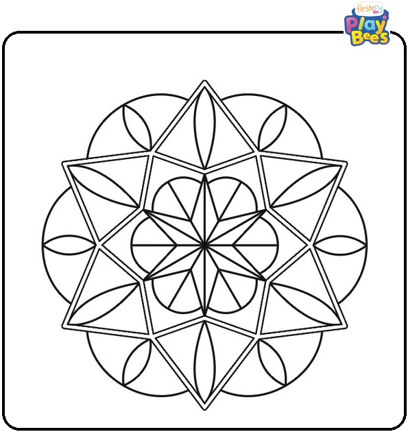 Geometric Rangoli Coloring Page