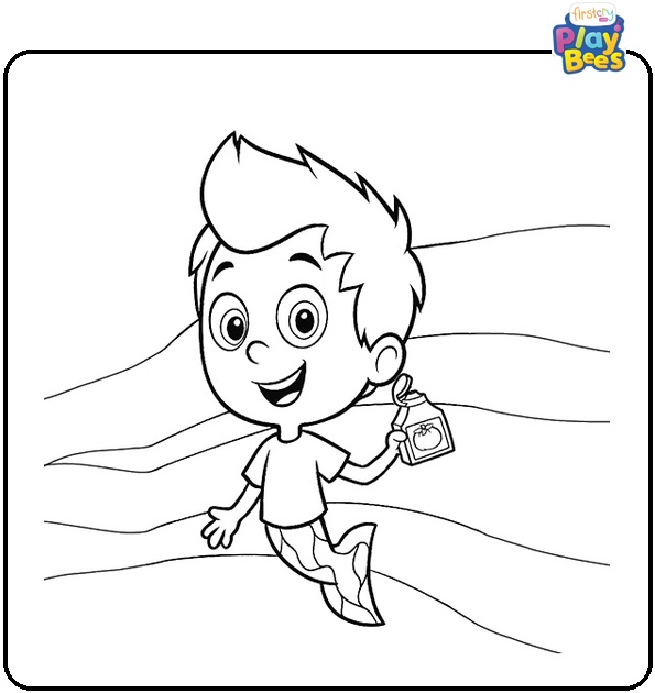 Gil Has Bottle In Hand Coloring Page Gil Has Bottle In Hand Coloring Page