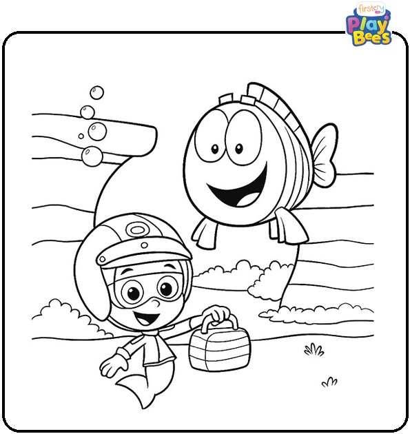 Gil and Fish from Bubble Guppies Coloring Page Gil and Fish from Bubble Guppies Coloring Page