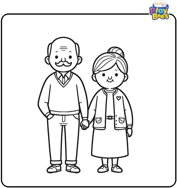 Grandpa And Grandma Coloring Page