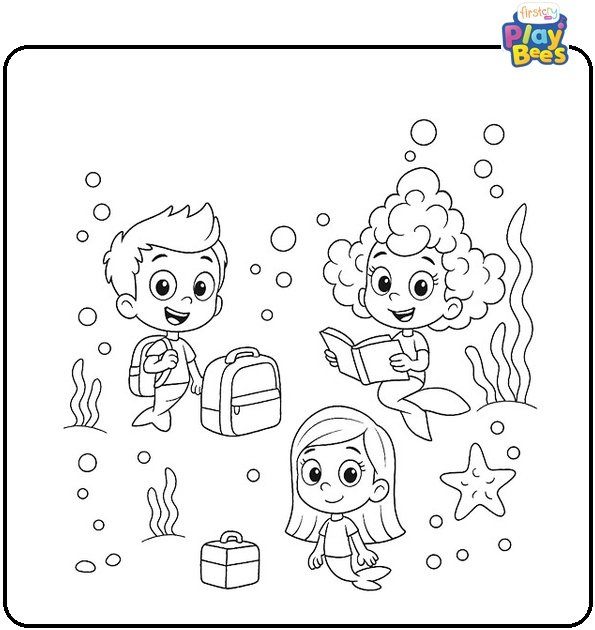 Guppies Gang Getting Ready for School Bubble Guppies Coloring Page Guppies Gang Getting Ready for School Bubble Guppies Coloring Page