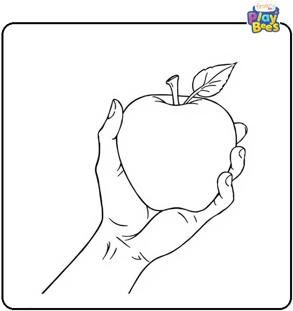 Hand-Holding-an-Apple-Coloring-Page