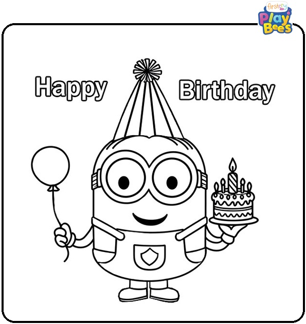 Happy Birthday Minion Coloring Page