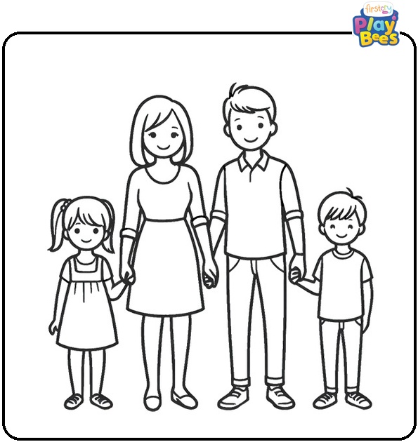 Happy Family Coloring Page